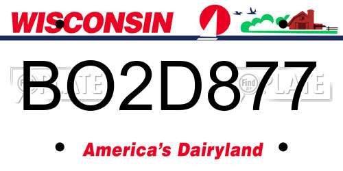 BO2D877 Wisconsin License Plate