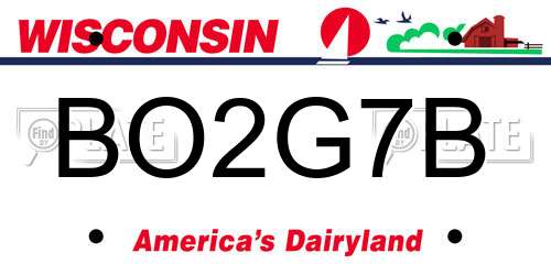 BO2G7B Wisconsin License Plate