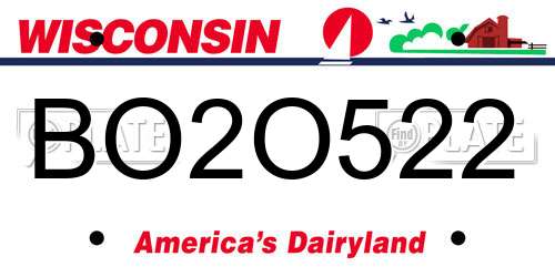 BO2O522 Wisconsin License Plate