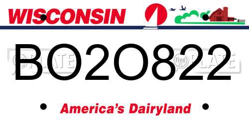BO2O822 Wisconsin License Plate