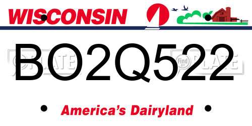 BO2Q522 Wisconsin License Plate