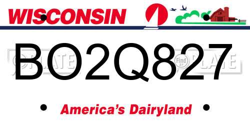 BO2Q827 Wisconsin License Plate