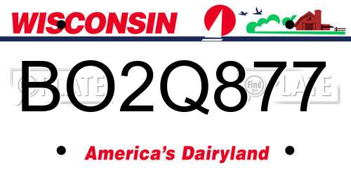 BO2Q877 Wisconsin License Plate