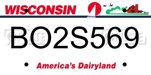 BO2S569 Wisconsin License Plate