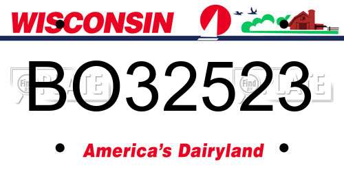 BO32523 Wisconsin License Plate