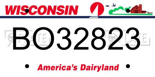BO32823 Wisconsin License Plate