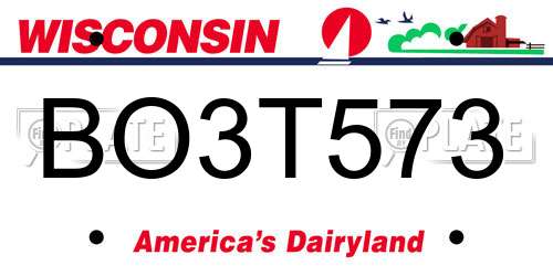 BO3T573 Wisconsin License Plate