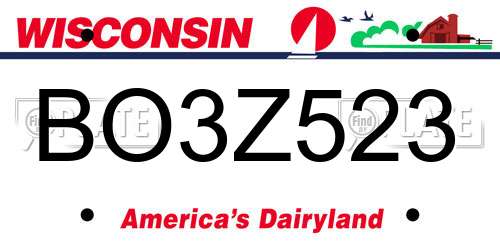BO3Z523 Wisconsin License Plate