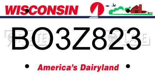 BO3Z823 Wisconsin License Plate