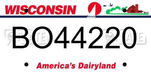 BO44220 Wisconsin License Plate
