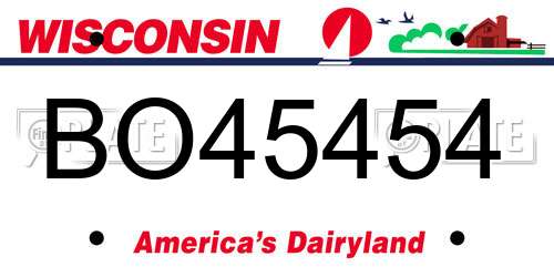 BO45454 Wisconsin License Plate