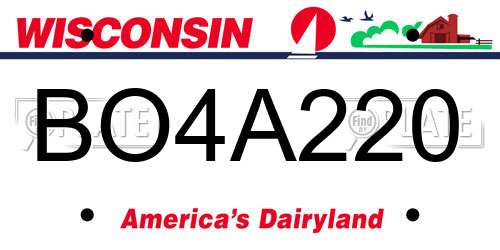 BO4A220 Wisconsin License Plate