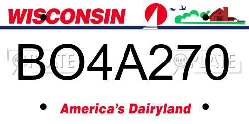 BO4A270 Wisconsin License Plate