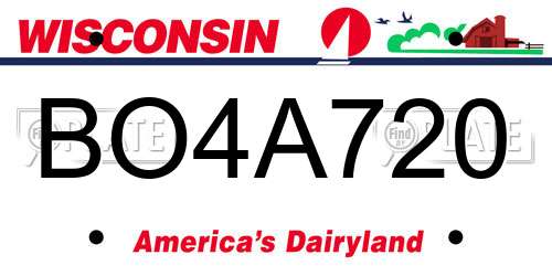 BO4A720 Wisconsin License Plate