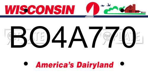 BO4A770 Wisconsin License Plate