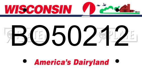 BO50212 Wisconsin License Plate