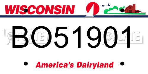 BO51901 Wisconsin License Plate
