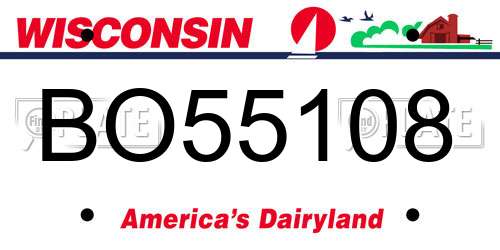 BO55108 Wisconsin License Plate
