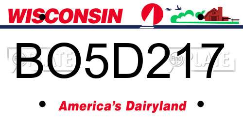 BO5D217 Wisconsin License Plate