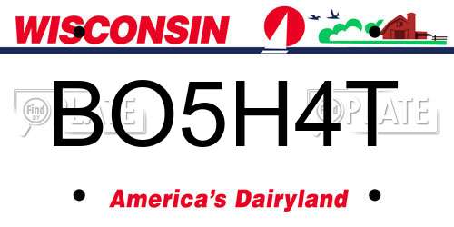 BO5H4T Wisconsin License Plate