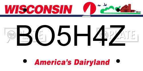 BO5H4Z Wisconsin License Plate