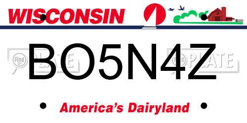 BO5N4Z Wisconsin License Plate