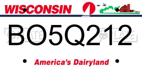 BO5Q212 Wisconsin License Plate
