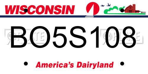 BO5S108 Wisconsin License Plate