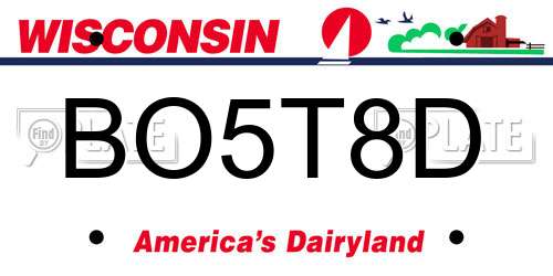 BO5T8D Wisconsin License Plate