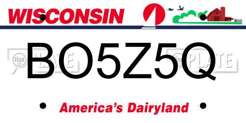 BO5Z5Q Wisconsin License Plate