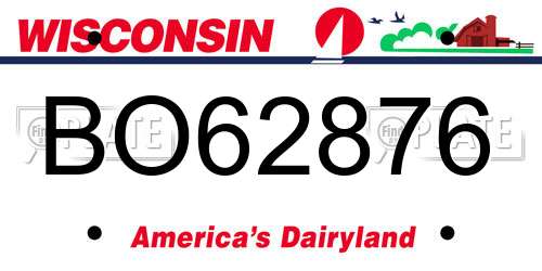 BO62876 Wisconsin License Plate