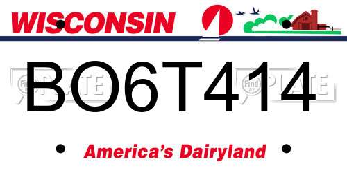 BO6T414 Wisconsin License Plate