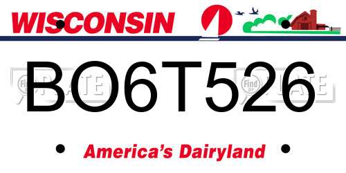 BO6T526 Wisconsin License Plate