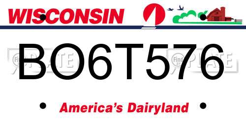 BO6T576 Wisconsin License Plate