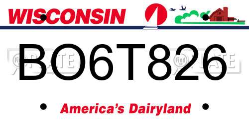 BO6T826 Wisconsin License Plate