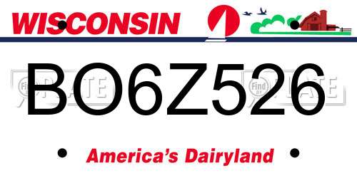 BO6Z526 Wisconsin License Plate