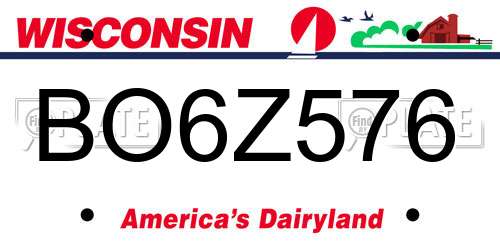 BO6Z576 Wisconsin License Plate