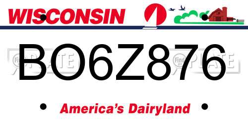 BO6Z876 Wisconsin License Plate