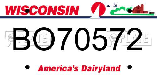 BO70572 Wisconsin License Plate