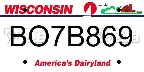 BO7B869 Wisconsin License Plate