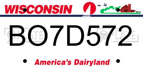 BO7D572 Wisconsin License Plate