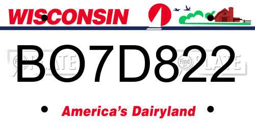 BO7D822 Wisconsin License Plate
