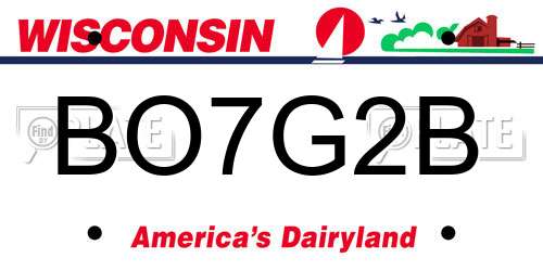 BO7G2B Wisconsin License Plate
