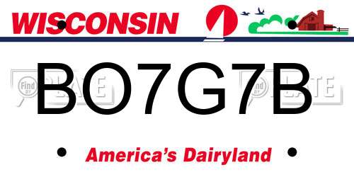BO7G7B Wisconsin License Plate