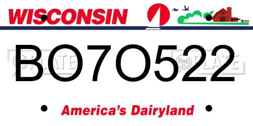 BO7O522 Wisconsin License Plate