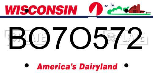 BO7O572 Wisconsin License Plate