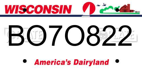 BO7O822 Wisconsin License Plate