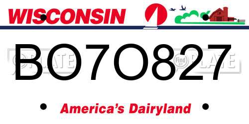 BO7O827 Wisconsin License Plate