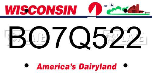 BO7Q522 Wisconsin License Plate