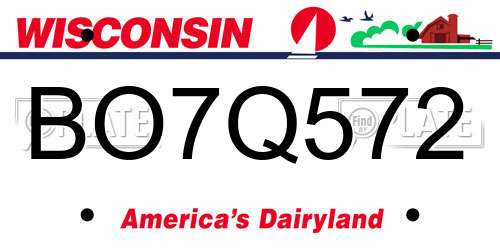 BO7Q572 Wisconsin License Plate